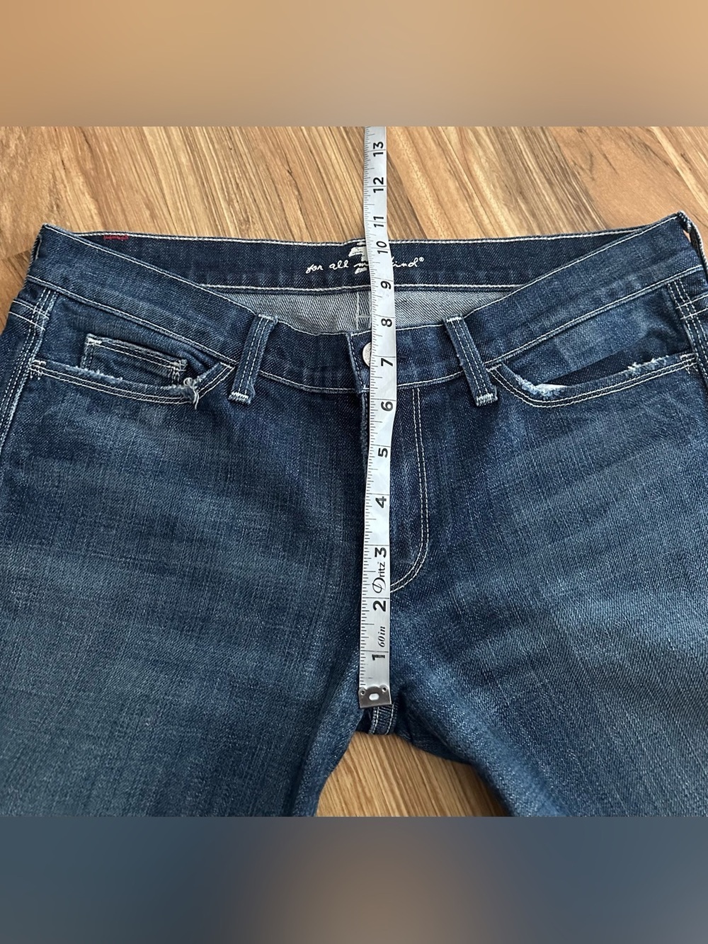 7 For All Mankind Colette Bootcut Jeans Low Rise Washed Blue Size 30 - Picture 10 of 11